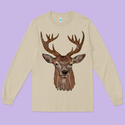 Deer Long Sleeve Tee Designed By Jahusdesignshop