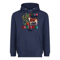 Navy rockin around the christmas tree Heavyweight Hoodie - MaliasSmallBusiness