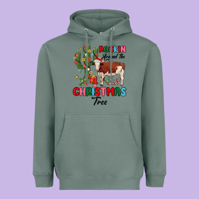 Rockin Around The Christmas Tree Heavyweight Hoodie Designed By Maliassmallbusiness