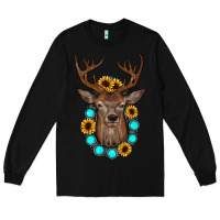 Black deer gemstone sunflower Long Sleeve Tee - JahusDesignShop