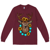 Burgundy deer gemstone sunflower Long Sleeve Tee - JahusDesignShop