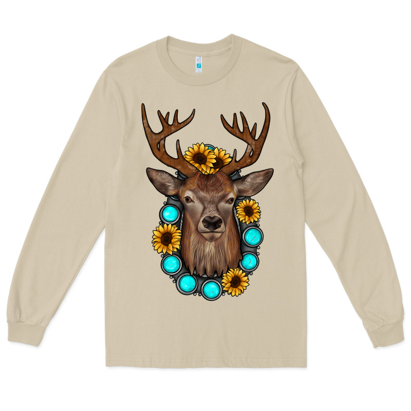 Deer Gemstone Sunflower Long Sleeve Tee by JahusDesignShop | Teevron