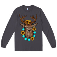Smoke deer gemstone sunflower Long Sleeve Tee - JahusDesignShop