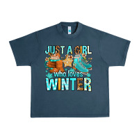Midnight Navy just a girl who loves winter Urban Heavy Tee - FaDigitalArtStudio