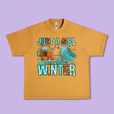 Just A Girl Who Loves Winter Urban Heavy Tee Designed By Fadigitalartstudio