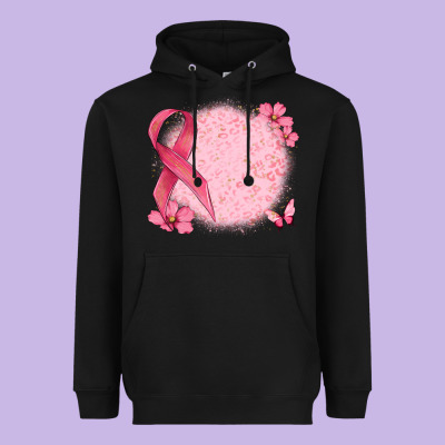 Customized Breast Cancer Ribbon And Background Heavyweight Hoodie Designed By Maliassmallbusiness