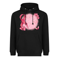 Black customized breast cancer ribbon and background Heavyweight Hoodie - MaliasSmallBusiness