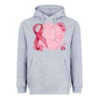Heather Grey customized breast cancer ribbon and background Heavyweight Hoodie - MaliasSmallBusiness