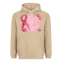 Mushroom customized breast cancer ribbon and background Heavyweight Hoodie - MaliasSmallBusiness