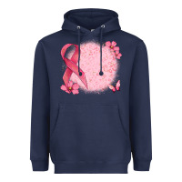 Navy customized breast cancer ribbon and background Heavyweight Hoodie - MaliasSmallBusiness