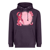 Plum customized breast cancer ribbon and background Heavyweight Hoodie - MaliasSmallBusiness
