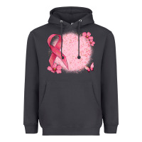 Smoke customized breast cancer ribbon and background Heavyweight Hoodie - MaliasSmallBusiness