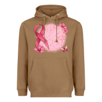 Toasted Coconut customized breast cancer ribbon and background Heavyweight Hoodie - MaliasSmallBusiness
