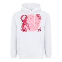 White customized breast cancer ribbon and background Heavyweight Hoodie - MaliasSmallBusiness