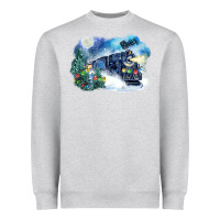Heather Grey polar express winter Heavyweight Sweatshirt - FaDigitalArtStudio