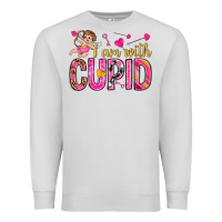 Dove Grey i am with cupid Premium Sweatshirt - NancyCooperArtShop