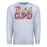 Heather Grey i am with cupid Premium Sweatshirt - NancyCooperArtShop