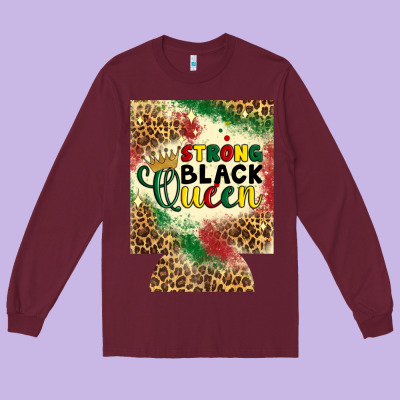 Strong Black Queen 12 Oz Can Cooler (regular) Long Sleeve Tee Designed By Artiststas