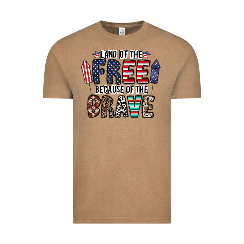 Land Of The Beacause Of The Brave Vintage Tee by CowhideDigitalArt | Teevron