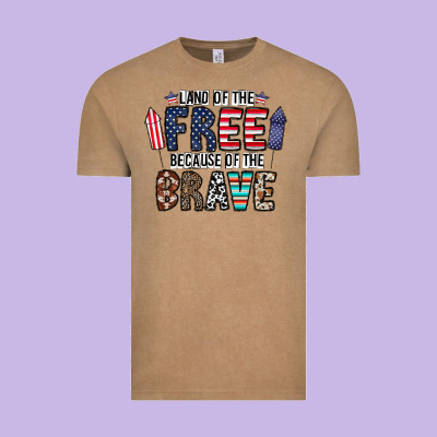 Land Of The Beacause Of The Brave Vintage Tee Designed By Cowhidedigitalart