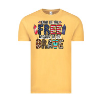 Vintage Mustard land of the beacause of the brave Vintage Tee - CowhideDigitalArt