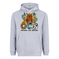 Heather Grey obsessive cow disorder Heavyweight Hoodie - NancyCooperArtShop