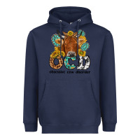 Navy obsessive cow disorder Heavyweight Hoodie - NancyCooperArtShop
