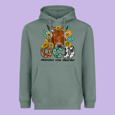 Obsessive Cow Disorder Heavyweight Hoodie Designed By Nancycooperartshop