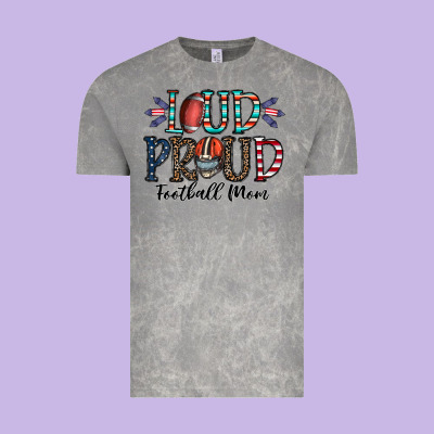 Loud Proud Football Mom Vintage Tee Designed By Cowhidedigitalart