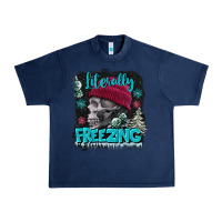Navy literally freezing skull Urban Heavy Tee - FaDigitalArtStudio