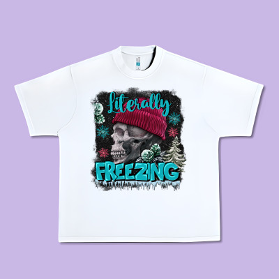 Literally Freezing Skull Urban Heavy Tee Designed By Fadigitalartstudio
