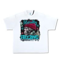 White literally freezing skull Urban Heavy Tee - FaDigitalArtStudio