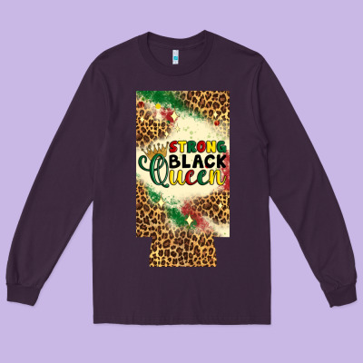 Strong Black Queen 12 Oz Can Cooler (slim) Long Sleeve Tee Designed By Artiststas