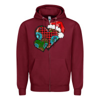 Burgundy Christmas heart gemstones leopard Zipper Hoodie - BarkalooDesign