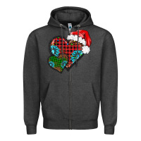Charcoal Heather Christmas heart gemstones leopard Zipper Hoodie - BarkalooDesign