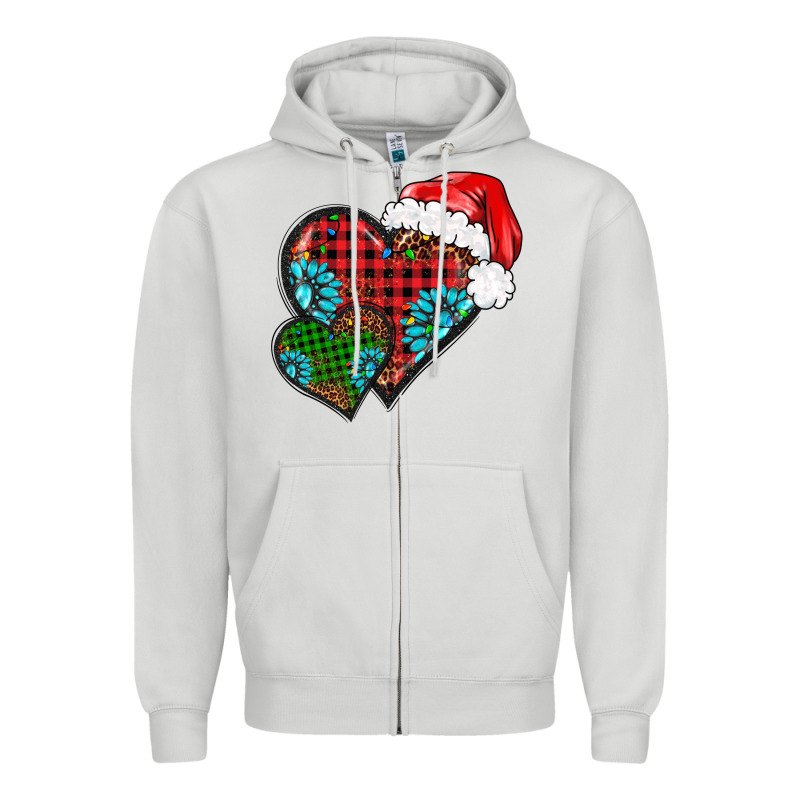 Christmas Heart Gemstones Leopard Zipper Hoodie by BarkalooDesign | Teevron