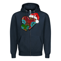 Navy Christmas heart gemstones leopard Zipper Hoodie - BarkalooDesign