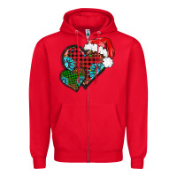 Red Christmas heart gemstones leopard Zipper Hoodie - BarkalooDesign