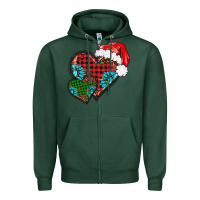 Sports Green Christmas heart gemstones leopard Zipper Hoodie - BarkalooDesign