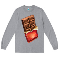 Heather Grey chocolate Long Sleeve Tee - AdoDesignShop