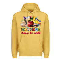 Antique Gold teachers change the world Premium Hoodie - Artiststas