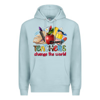 Blue Mist teachers change the world Premium Hoodie - Artiststas
