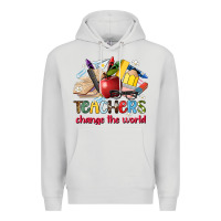 Dove Grey teachers change the world Premium Hoodie - Artiststas