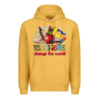 Mustard teachers change the world Premium Hoodie - Artiststas