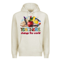 Oatmeal Heather teachers change the world Premium Hoodie - Artiststas
