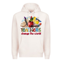 Pale Pink teachers change the world Premium Hoodie - Artiststas