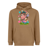Toasted Coconut little cute cow Heavyweight Hoodie - NancyCooperArtShop