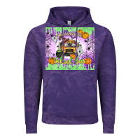 Cloud Purple Halloween School Bus Vintage Hoodie - texasbilliewilder