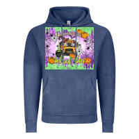 Vintage Denim Halloween School Bus Vintage Hoodie - texasbilliewilder