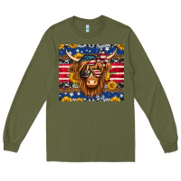 Army Green 4th of july longhaired cow tumbler Long Sleeve Tee - Jasminsmagicworld